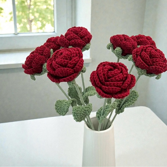 Handmade Crochet Roses- set of 6! - Picture 3 of 3